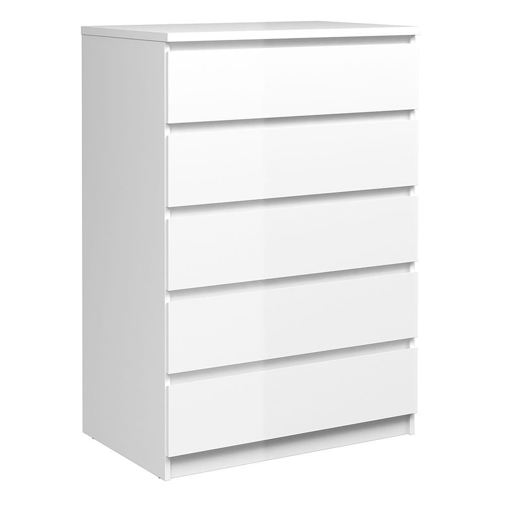 Enzo Chest of 5 Drawers in White High Gloss